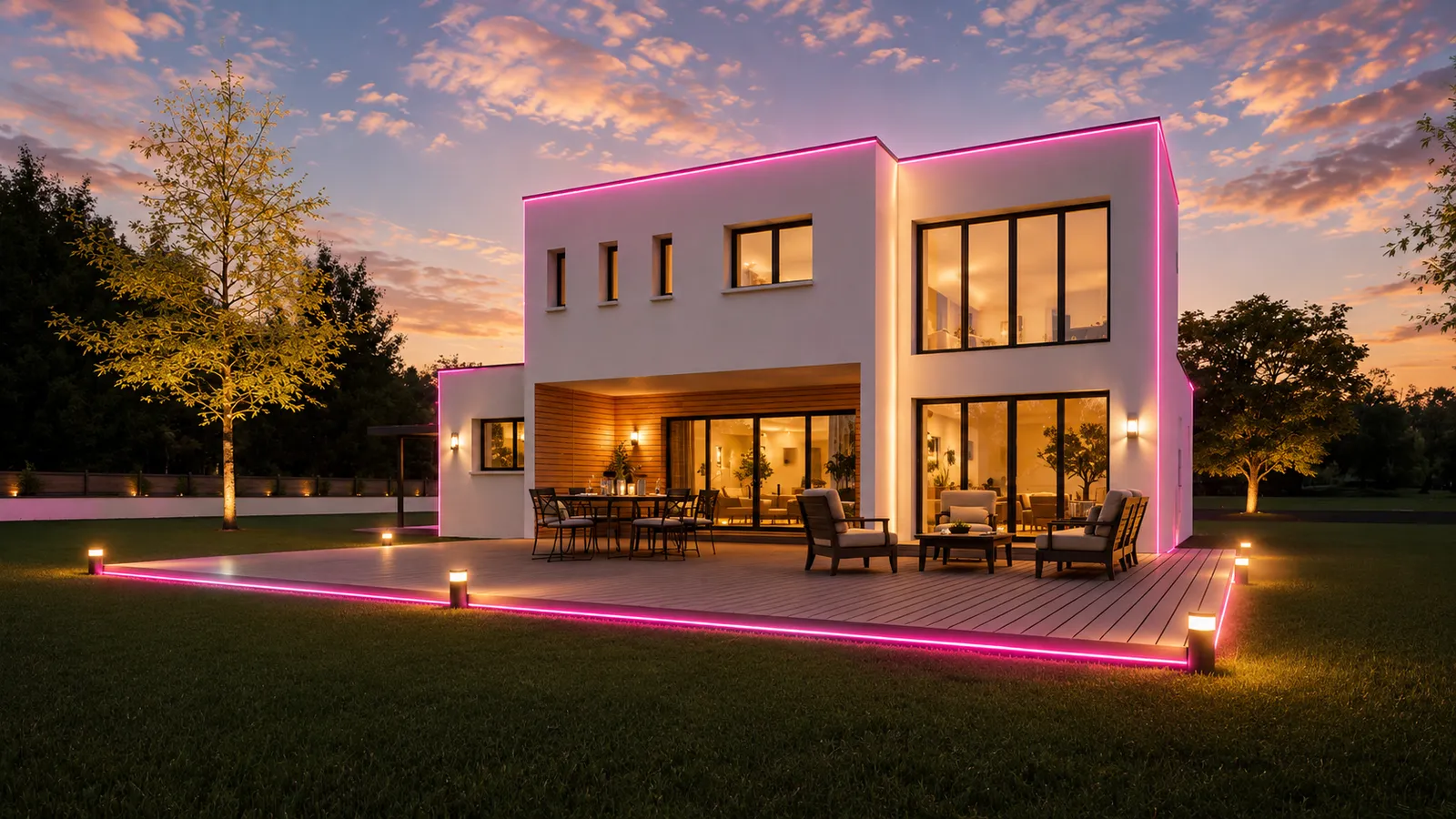 Maison R+1 vue arrière avec terrasse